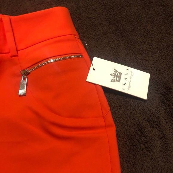 NWT Chaus New York Size 8 pants in neon coral. - Picture 5 of 6
